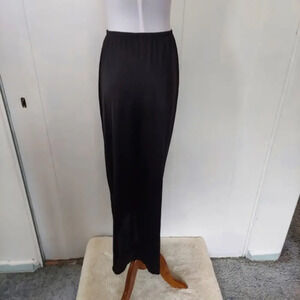 Vintage Olga‎ Black NOS Long Lace Trimned Half Slip with side split